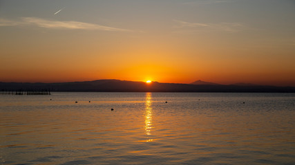 Fototapeta na wymiar Sunset in Albufera of Valencia.