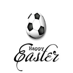 Happy Easter. Egg in the form of a soccer ball