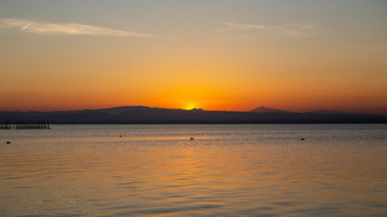 Obraz na płótnie Canvas Sunset in Albufera of Valencia.