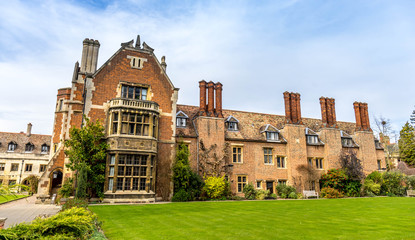Old court of Pembroke College in the University of Cambridge, England. It is the third-oldest...