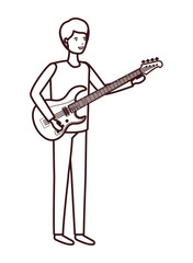 young man with electric guitar character