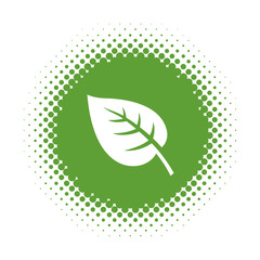 Leaf icon on halftone round shape