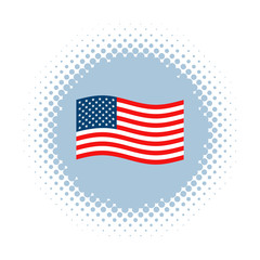 USA flag on halftone round shape