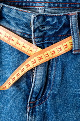 Meter closeup on the jeans