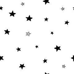 Hand drawn cute vector seamless star pattern, vintage, retro, wedding, greeting card, web template, wallpaper, pattern for kids, baby apparel, fabric, textile, wallpaper, bedding, swaddles, pyjama 