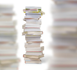 Education and reading concept. Stacks of books isolated on white background.