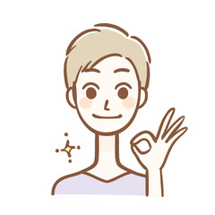 男性　OKサイン　上半身