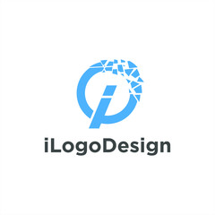 Initial logo I for technology modern