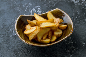 The potatoes wedges on a plate