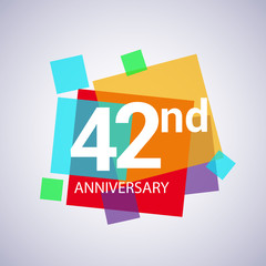 Fototapeta premium 42nd anniversary logo, vector design birthday celebration with colorful geometric isolated on white background.