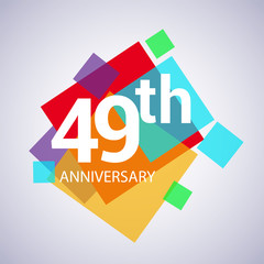 49th anniversary logo, vector design birthday celebration with colorful geometric isolated on white background.