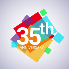 35th anniversary logo, vector design birthday celebration with colorful geometric isolated on white background.