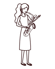 Naklejka premium young woman with saxophone character