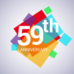 59th anniversary logo, vector design birthday celebration with colorful geometric isolated on white background.