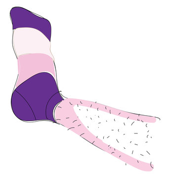 Leg with a sock onillustration vector on white background