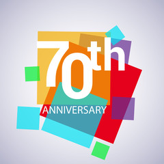 Fototapeta premium 70th anniversary logo, vector design birthday celebration with colorful geometric isolated on white background.