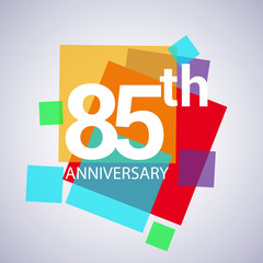 Obraz premium 85th anniversary logo, vector design birthday celebration with colorful geometric isolated on white background.