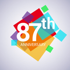 87th anniversary logo, vector design birthday celebration with colorful geometric isolated on white background.