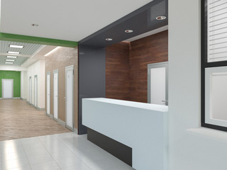 The interior of the clinic. 3D render.