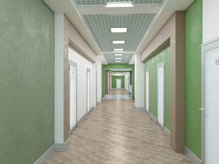 The interior of the clinic. 3D render.