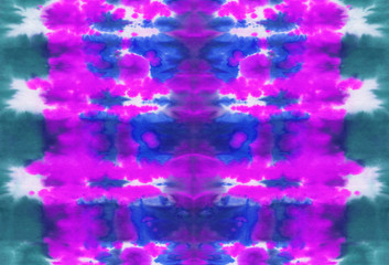 Abstract seamless hand painted floral fabric tie-dye bright background