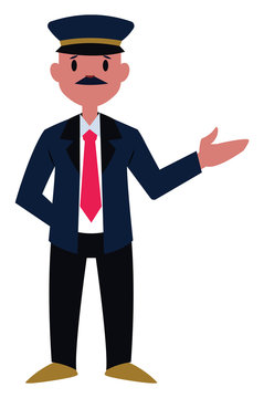 Train conducter character vector illustration on a white background