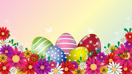 Colorful painted Easter eggs festival background, vector design.