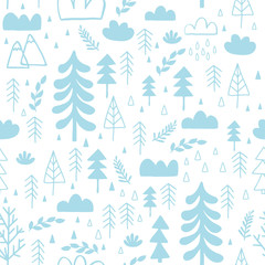 Winter Christmas Seamless  Pattern, Vector Children Background, kids wallpaper for fabric, textile, clothes, paper, scrapbooking, planner, sticker