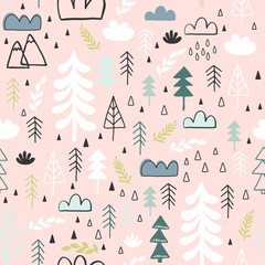 Winter Christmas Seamless  Pattern, Vector Children Background, kids wallpaper for fabric, textile, clothes, paper, scrapbooking, planner, sticker