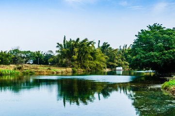 Fototapeta na wymiar Landscape with lake and trees 