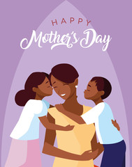 happy mother day card with mom black and children