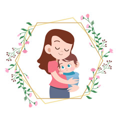 happy mothers day card greeting vector illustration