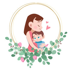 happy mothers day card greeting vector illustration