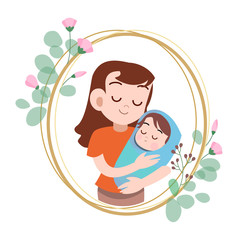 happy mothers day card greeting vector illustration