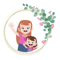 happy mothers day card greeting vector illustration