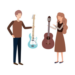couple with musical instruments avatar character