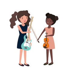 women with musical instruments character