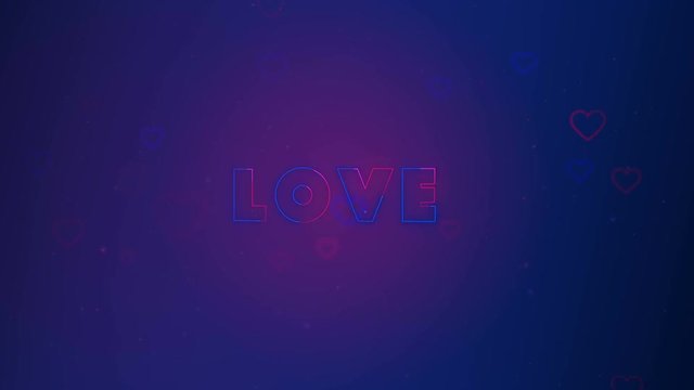 Love is in the air. Little hearts are on dark background with sparks. Conceptual backgroud. Close up. Turning around. Blicking background. Action. Animation. 3D. 4K.
