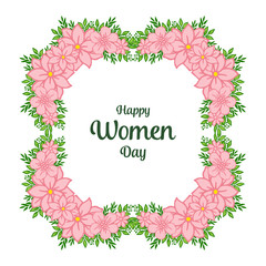 Vector illustration beauty crowd pink flower frame with shape happy women day