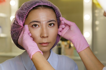 Architecture of eyebrows. Microbleeding eyebrow measurement