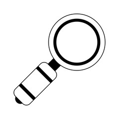 Magnifying glass symbol isolated in black and white