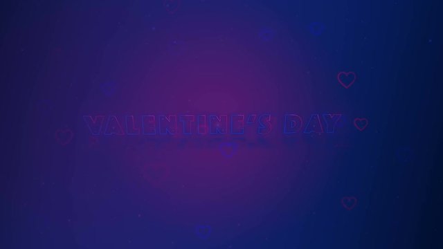 I Love You. Little hearts are on dark background with sparks. Conceptual backgroud. Appearing and disappearing lettering. Blicking background. Action. Animation. 3D. 4K.