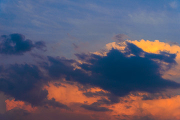 Dramatic cloudscape in the sky at sunset. Cloudy abstract background