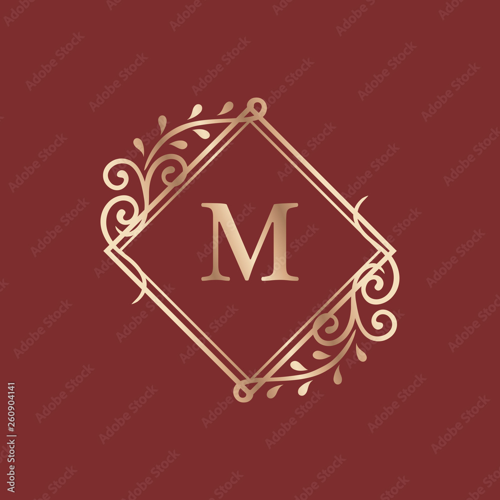 Canvas Prints initialed gold frame background