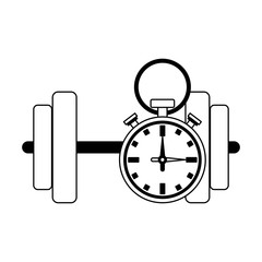 Fitness and gym equipment in black and white