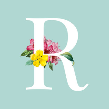 Floral styled letter R typography