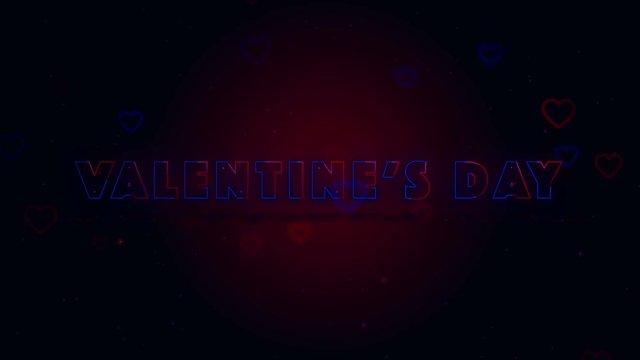I Love You. Little hearts are on dark background with sparks. Conceptual backgroud. Appearing and disappearing lettering. Zooming. Action. Animation. 3D. 4K.