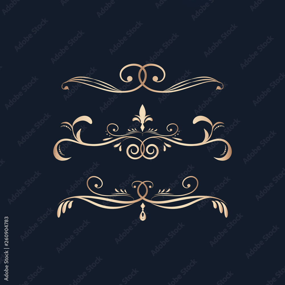 Sticker vintage swirl design elements