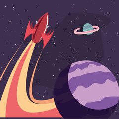 Naklejka premium rocket planet space