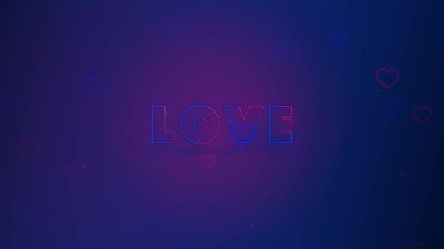 Love is in the air. Little hearts are on dark background with sparks. Conceptual backgroud. Close up. Zooming. Blicking background. Action. Animation. 3D. 4K.